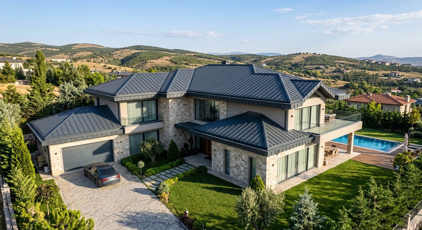 Butik otelde estetik kenet çatı kaplama Ankara butik otel için estetik alüminyum çinko ve bakır kenet çatı uygulaması